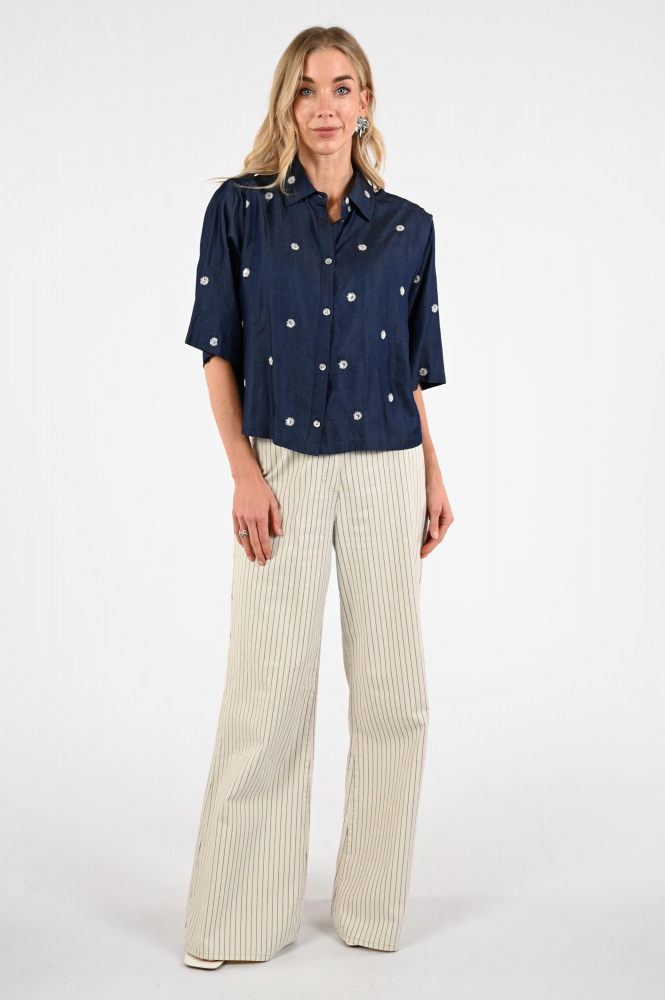 Nukus NKS02211 Blouse korte mouw Blauw