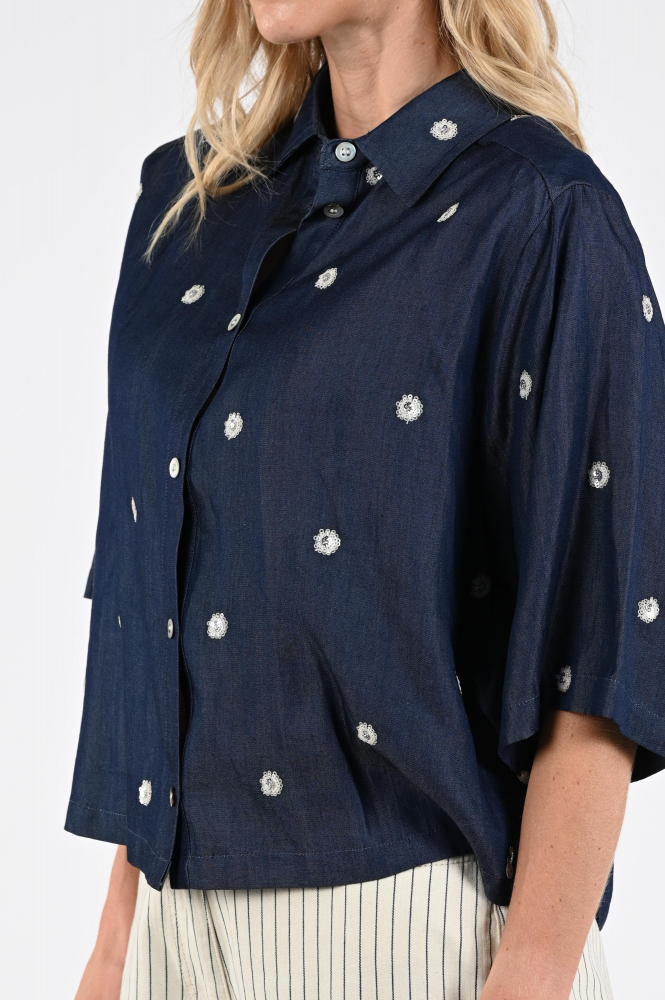 Nukus NKS02211 Blouse korte mouw Blauw