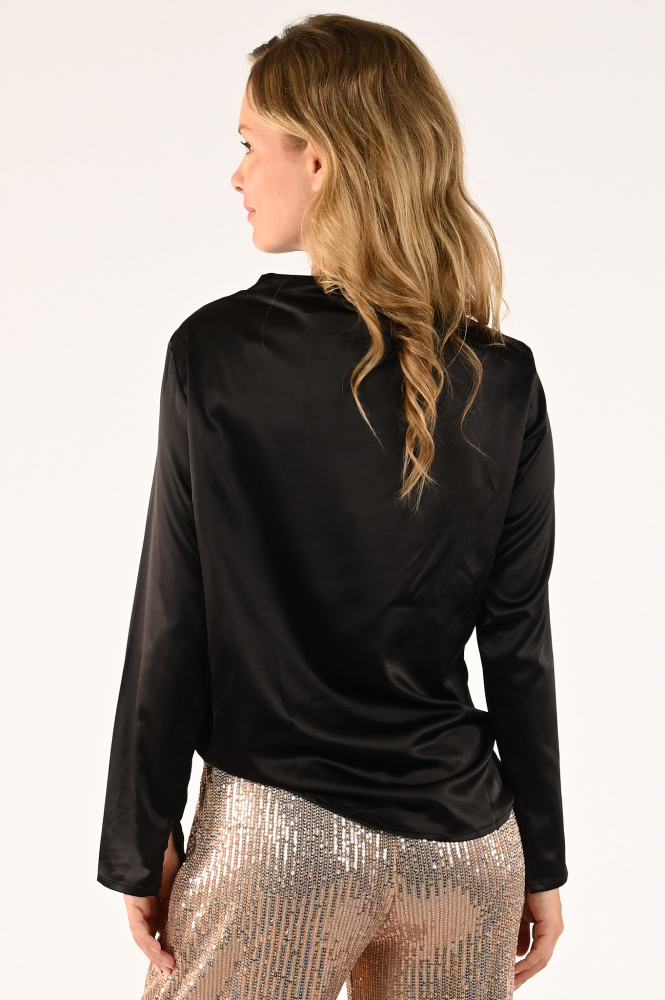 Co'couture cameron drape Blouse lange mouw Zwart