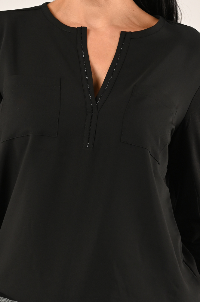 Monari 808177 Blouse lange mouw Zwart