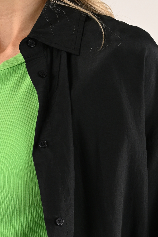Penn & Ink W24SE009 Blouse lange mouw Zwart