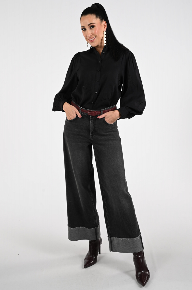 Nukus NKF02012 Blouse lange mouw Zwart