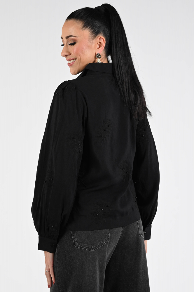 Nukus NKF02012 Blouse lange mouw Zwart