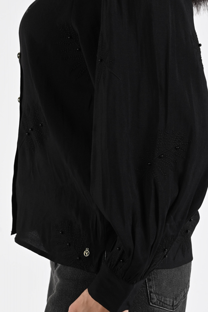 Nukus NKF02012 Blouse lange mouw Zwart