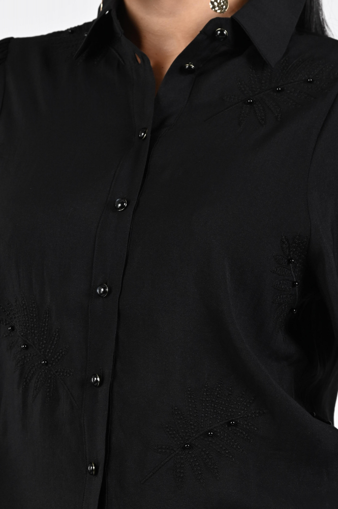 Nukus NKF02012 Blouse lange mouw Zwart