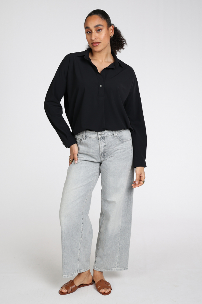 Penn & Ink Magda Blouse lange mouw Zwart