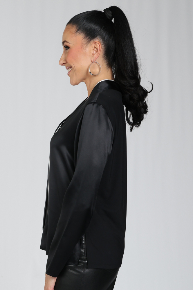 Marc Cain BC 55.05 J59 Blouse lange mouw Zwart
