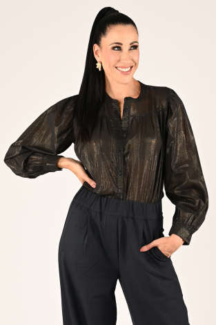 By-Bar Meggie lurex blouse Grijs