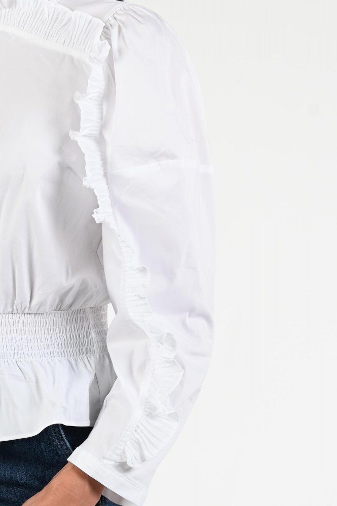 Co'couture Sanna ruffle Blouse lange mouw Wit