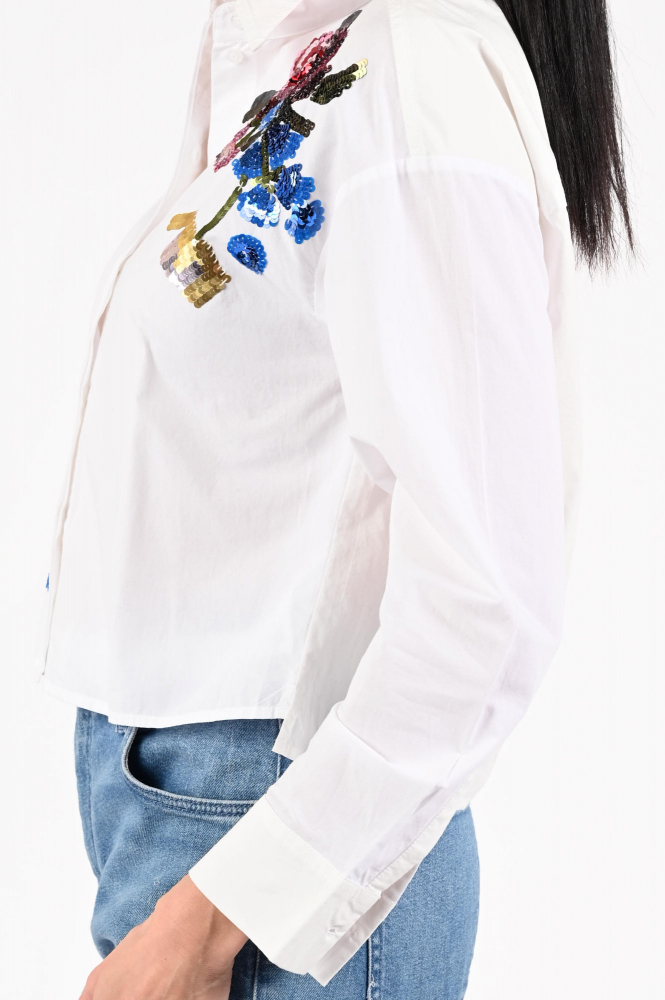 Oui 96723 Blouse lange mouw Wit