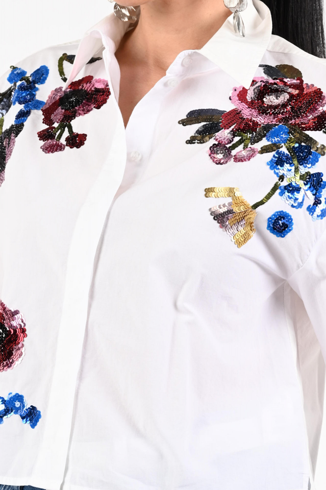 Oui 96723 Blouse lange mouw Wit