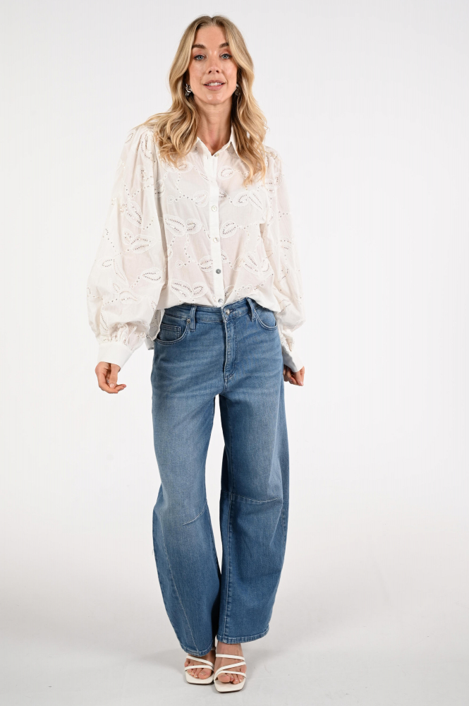 Nukus NKS02103 Blouse lange mouw Wit