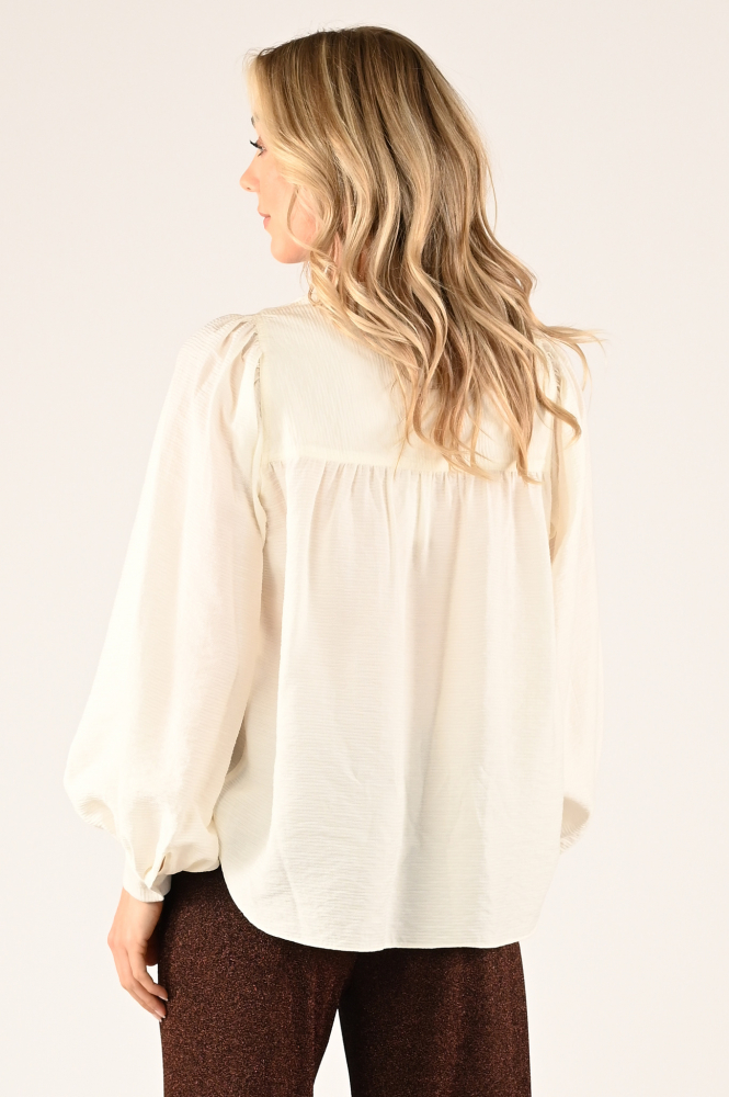 By-Bar olan blouse Blouse lange mouw Wit