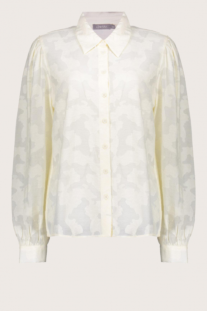 Geisha 43652-47 Blouse lange mouw Wit