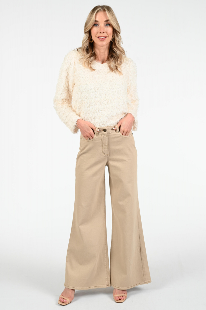Aimée the label Jules Blouse lange mouw Beige