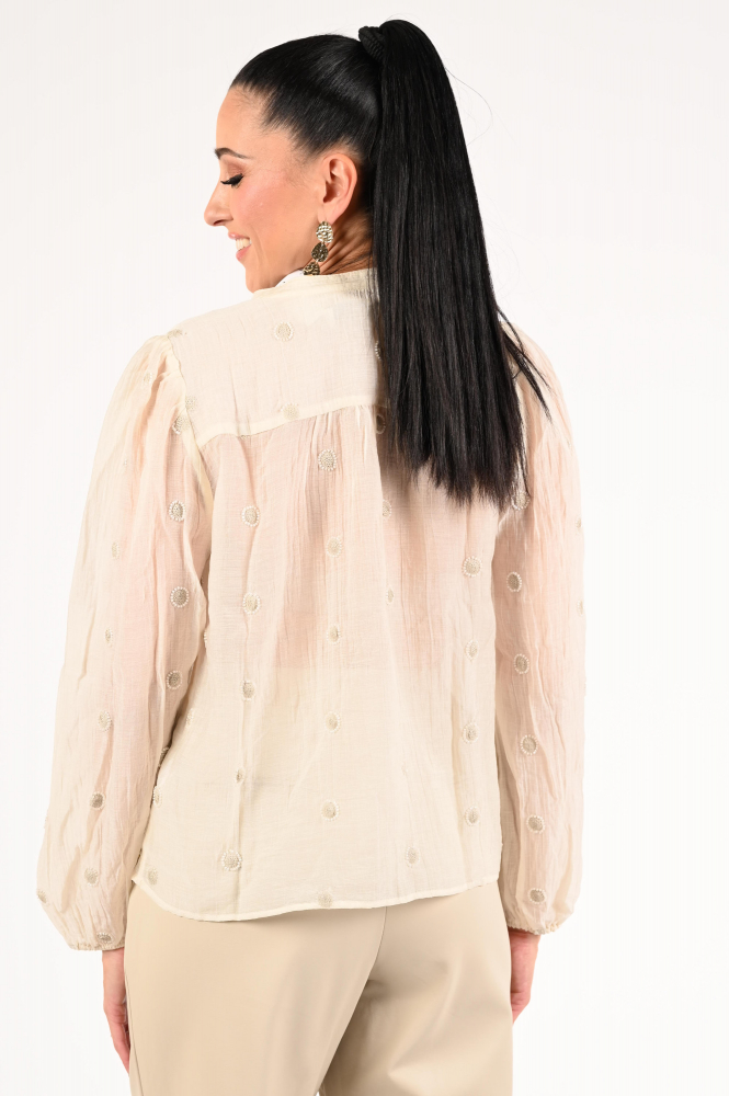 Nukus NKF02059 Blouse lange mouw Beige