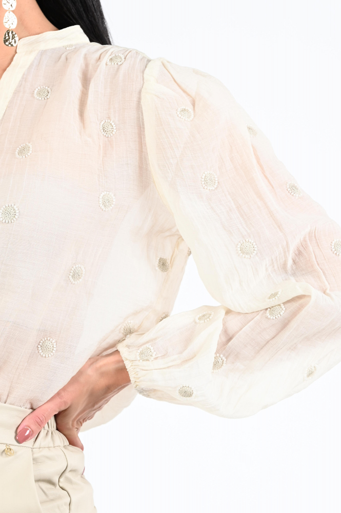 Nukus NKF02059 Blouse lange mouw Beige