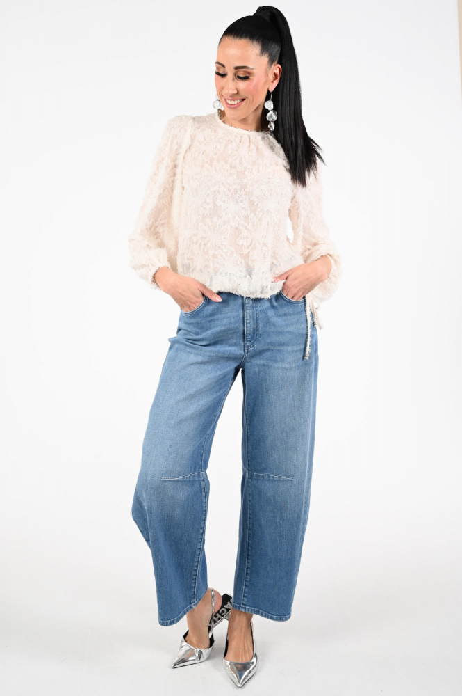 Oui 96457 Blouse lange mouw Wit