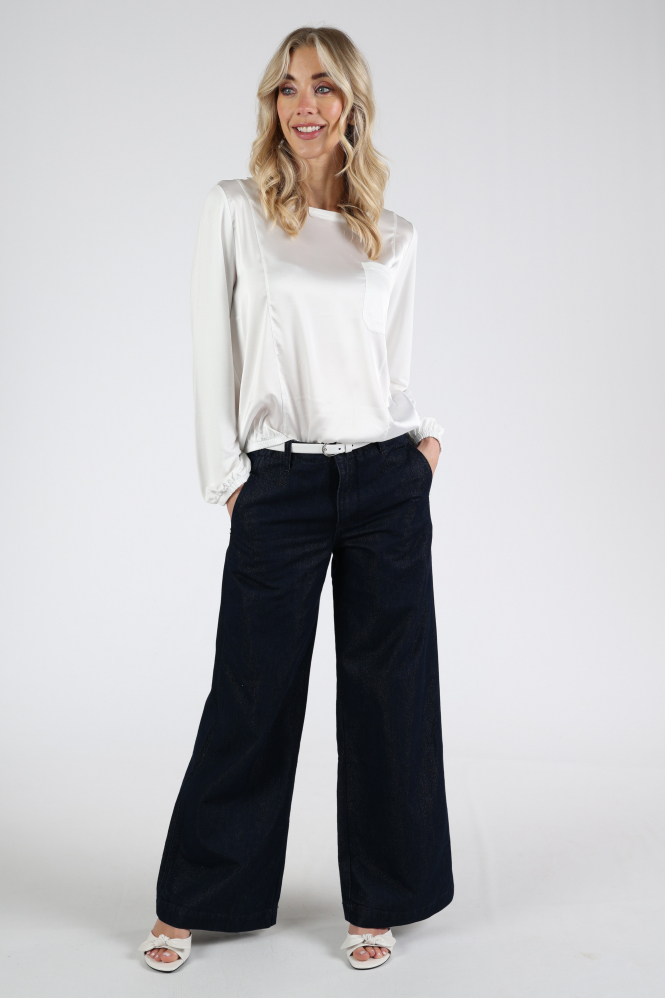 Monari 410110 Blouse lange mouw Wit