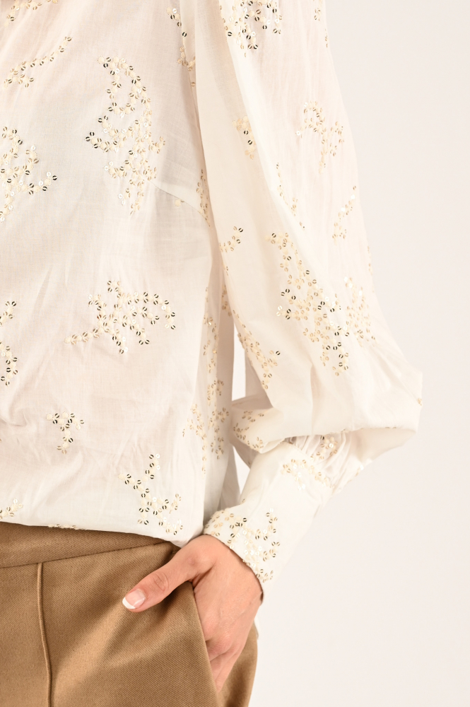 Nukus FW240463 Blouse lange mouw Beige