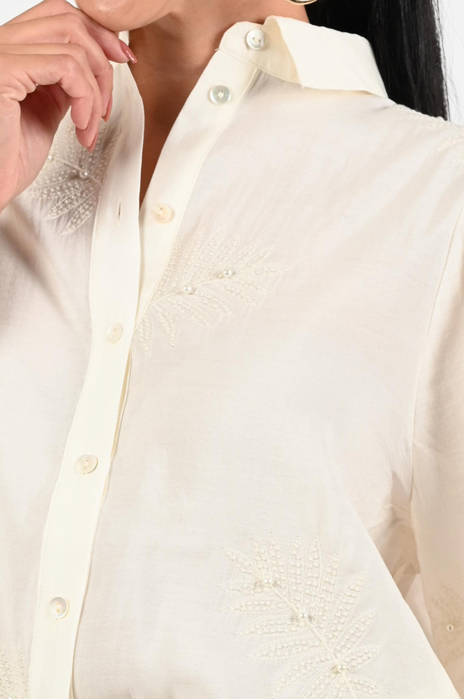 Nukus NKF02012 Blouse lange mouw Beige