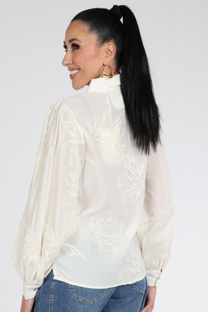 Nukus NKS02203 Blouse lange mouw Beige