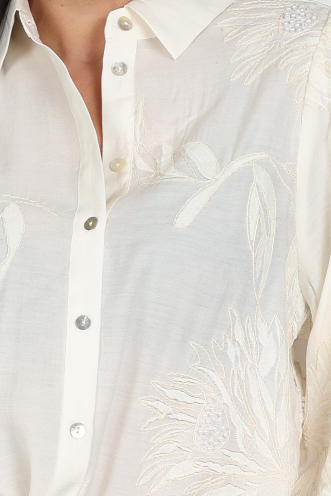 Nukus NKS02203 Blouse lange mouw Beige