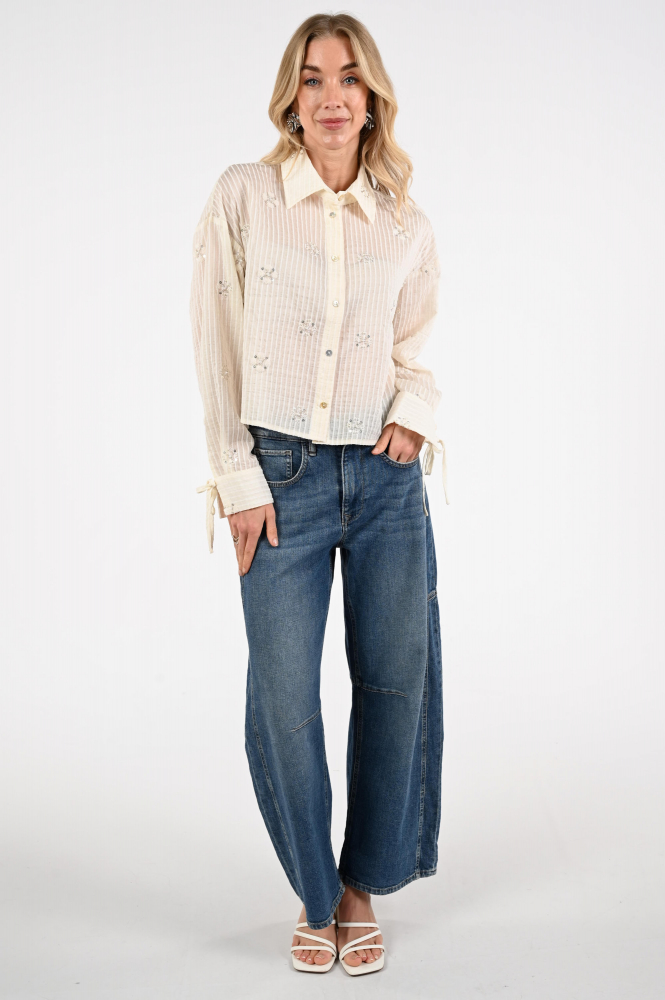 Nukus NKS02200 Blouse lange mouw Beige