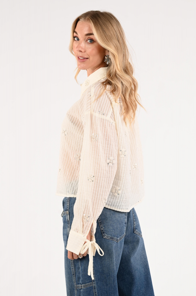 Nukus NKS02200 Blouse lange mouw Beige