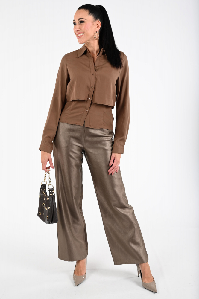 Aimée the label lea longsleeve Blouse lange mouw Bruin