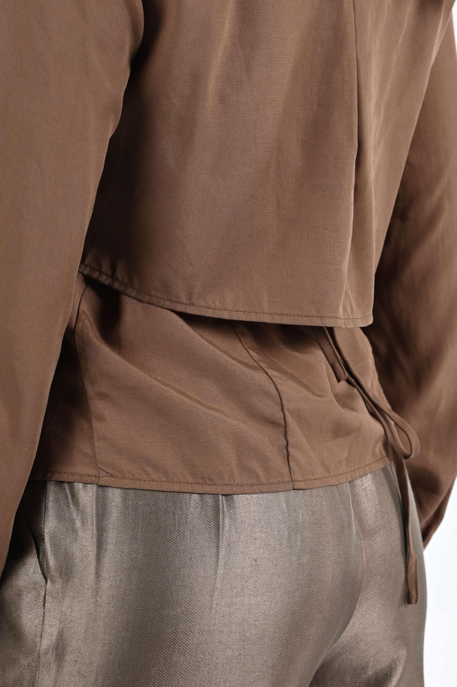 Aimée the label lea longsleeve Blouse lange mouw Bruin