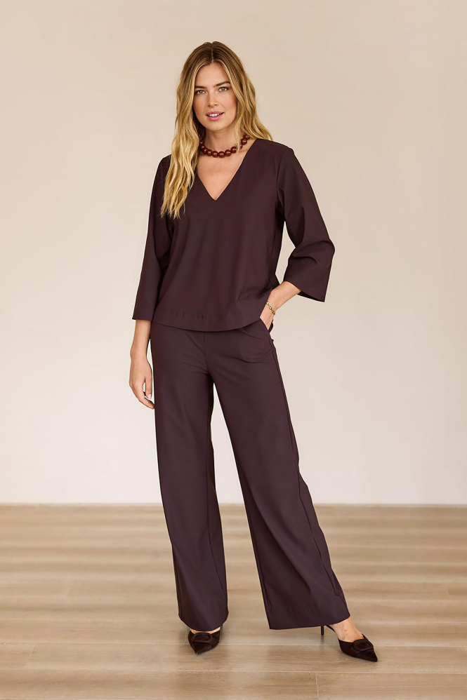 L.O.E.S. by Studio Anneloes Cilou top  Blouse lange mouw Bruin