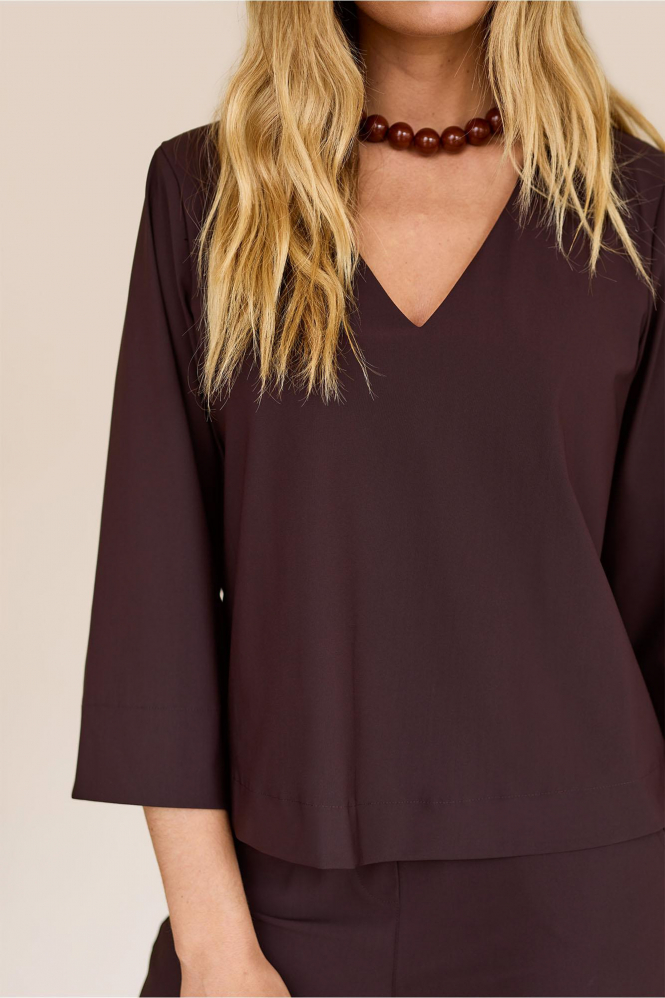 L.O.E.S. by Studio Anneloes Cilou top  Blouse lange mouw Bruin