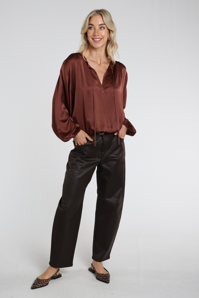 Summum 2s3552-12493 Blouse lange mouw Bruin