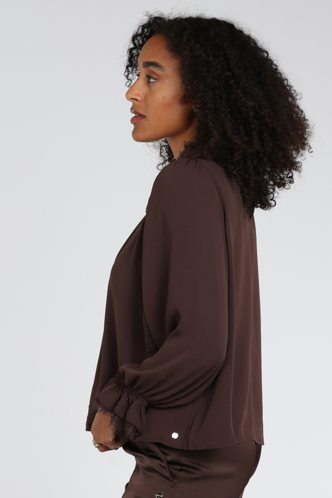 Marc Cain BC 51.18 W90 Blouse lange mouw Bruin