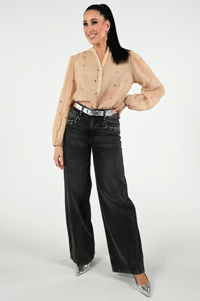 Nukus NKF02059 Blouse lange mouw Beige