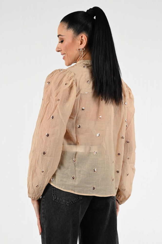 Nukus NKF02059 Blouse lange mouw Beige