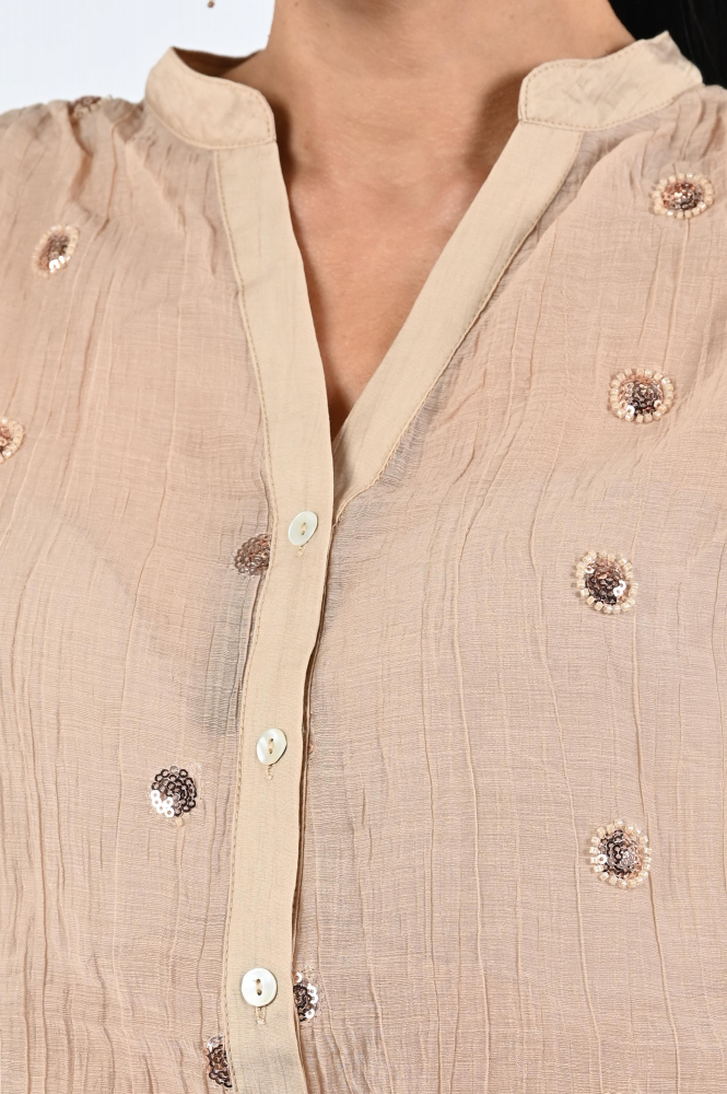 Nukus NKF02059 Blouse lange mouw Beige