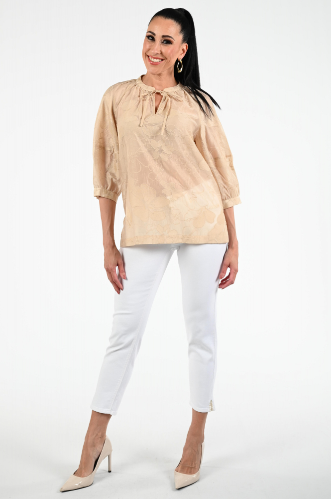 KYRA Ylse-s25 Blouse lange mouw Beige