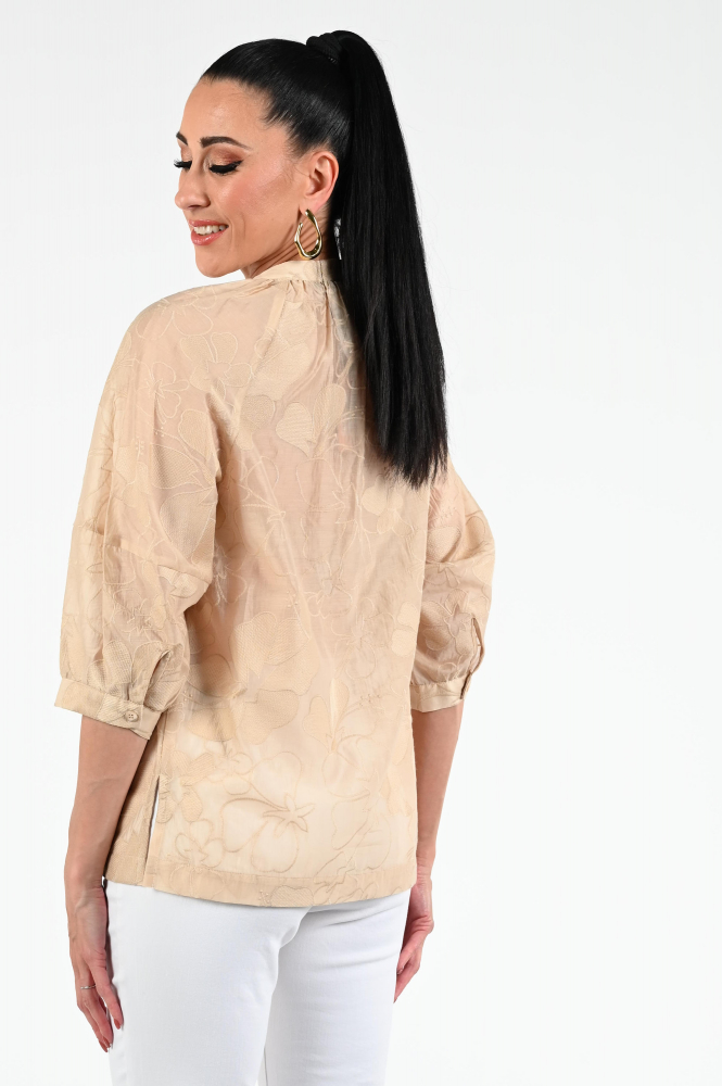 KYRA Ylse-s25 Blouse lange mouw Beige