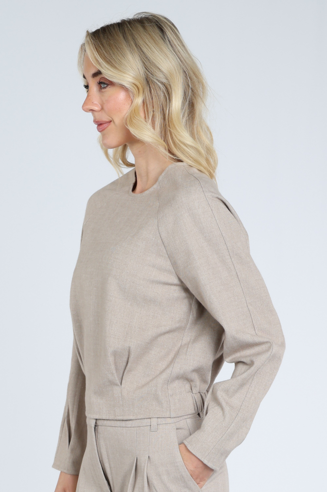 Yaya 01-701426-610 Blouse lange mouw Beige
