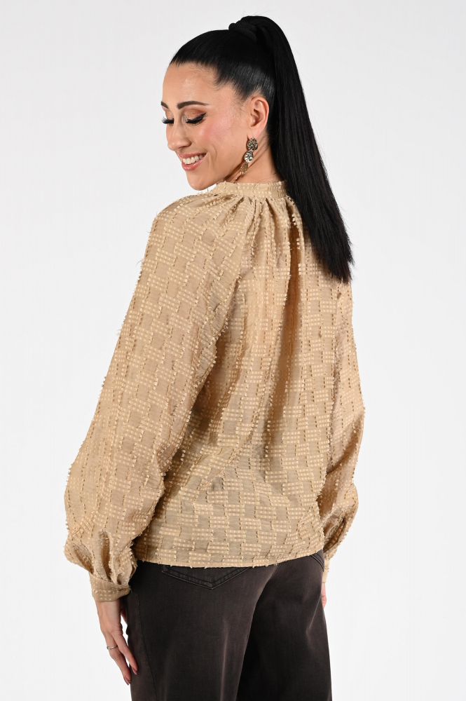 Nukus NKF02019 Blouse lange mouw Bruin