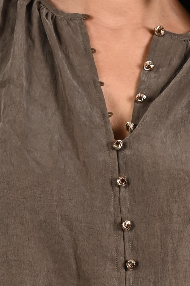 Nukus NKF02014 Blouse lange mouw Bruin
