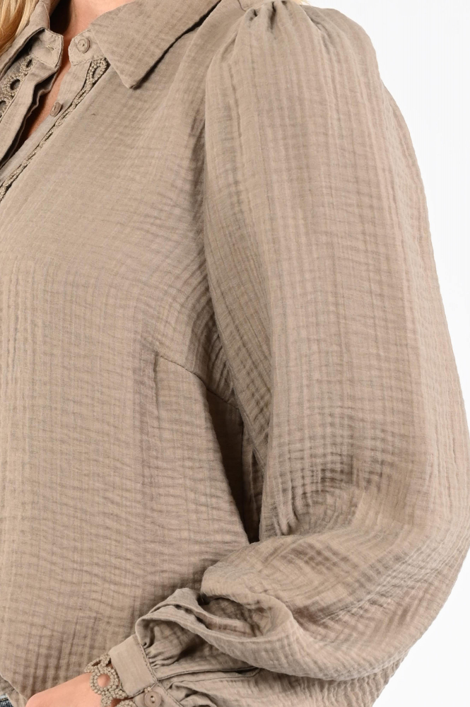 Co'couture 45014 TassyCC Blouse lange mouw Bruin