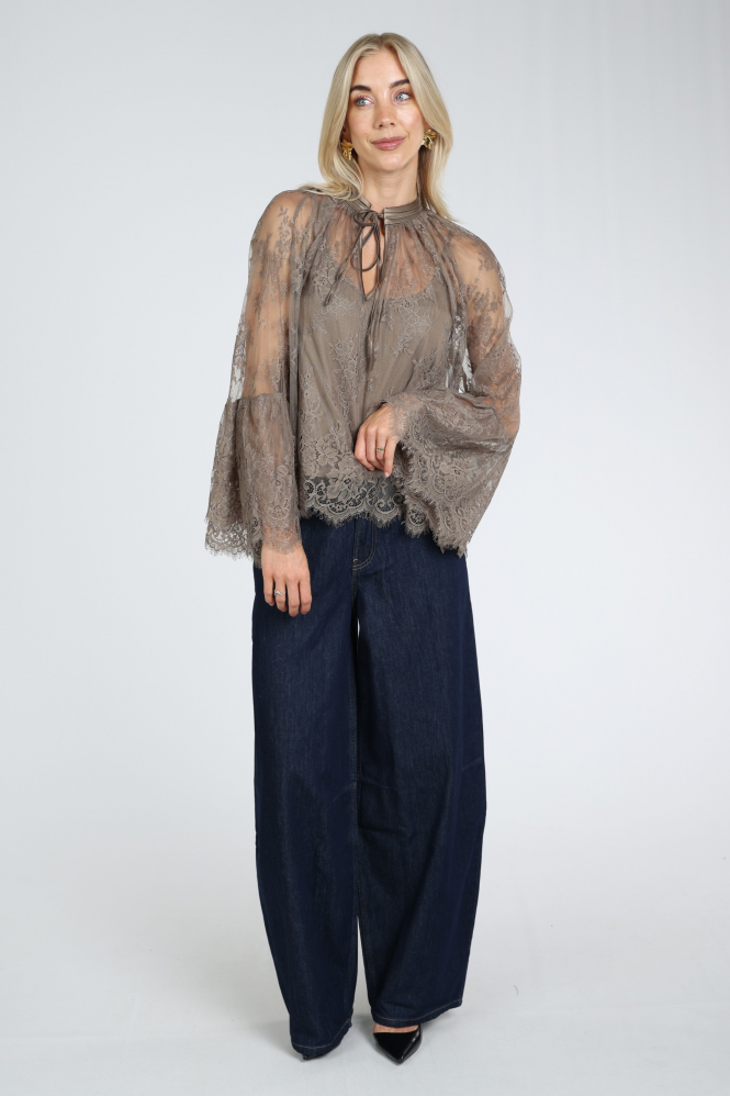 Summum 2s3510-12517 Blouse lange mouw Bruin