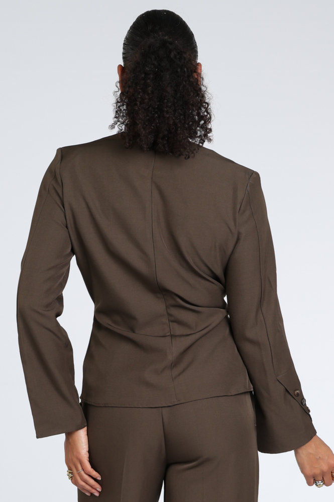 Co'couture 500514 Blouse lange mouw Bruin