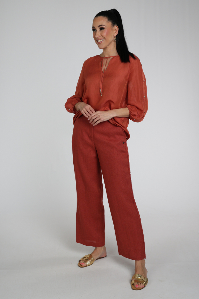 Marc Cain AC 51.40 W86 Blouse lange mouw Bruin