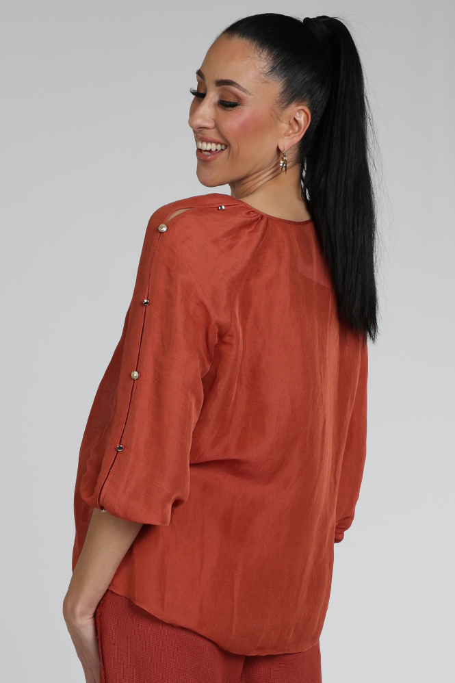 Marc Cain AC 51.40 W86 Blouse lange mouw Bruin