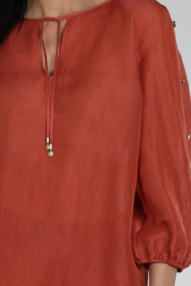 Marc Cain AC 51.40 W86 Blouse lange mouw Bruin