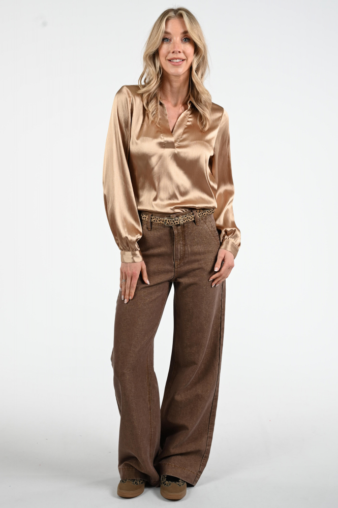 Geisha 53530-14 Blouse lange mouw Bruin